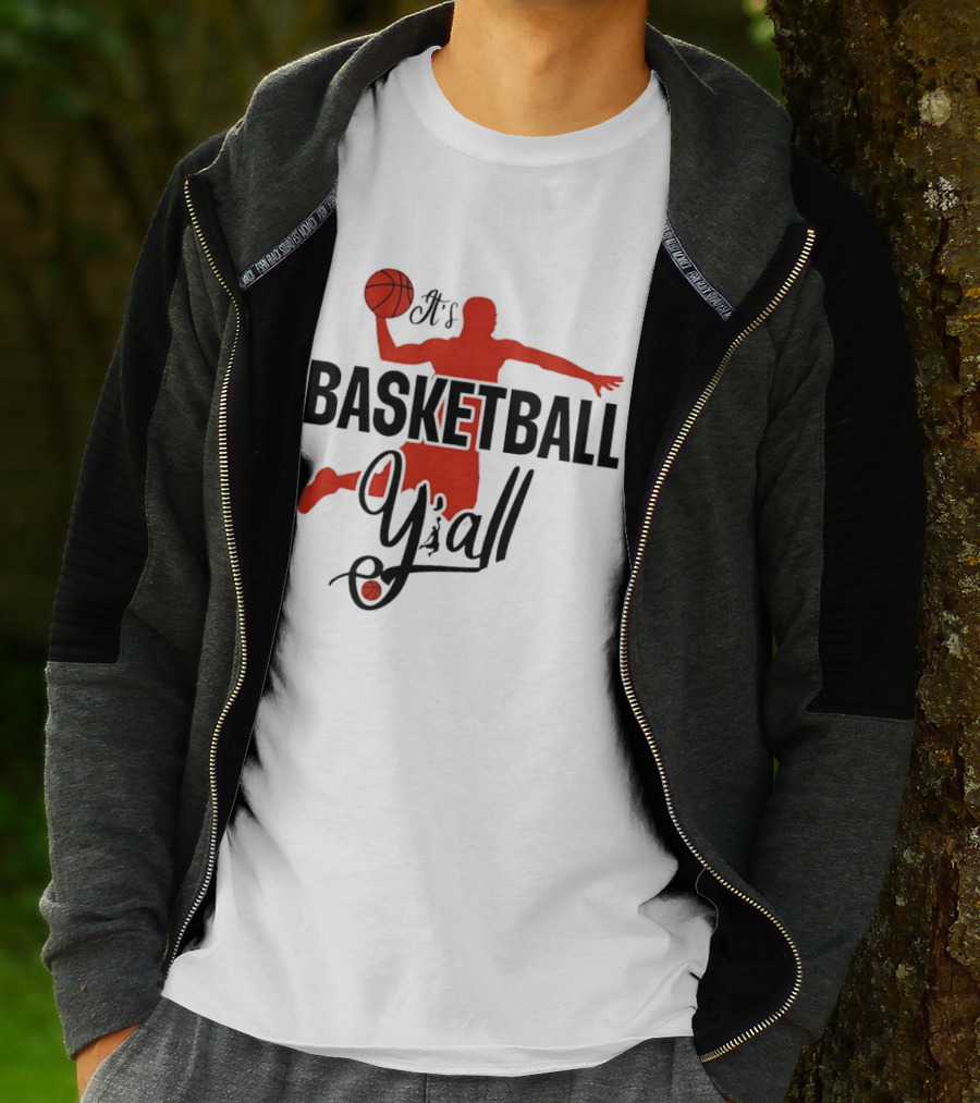 Basketball Y'all Dunking Silhouette And Ball In Red T-Shirt