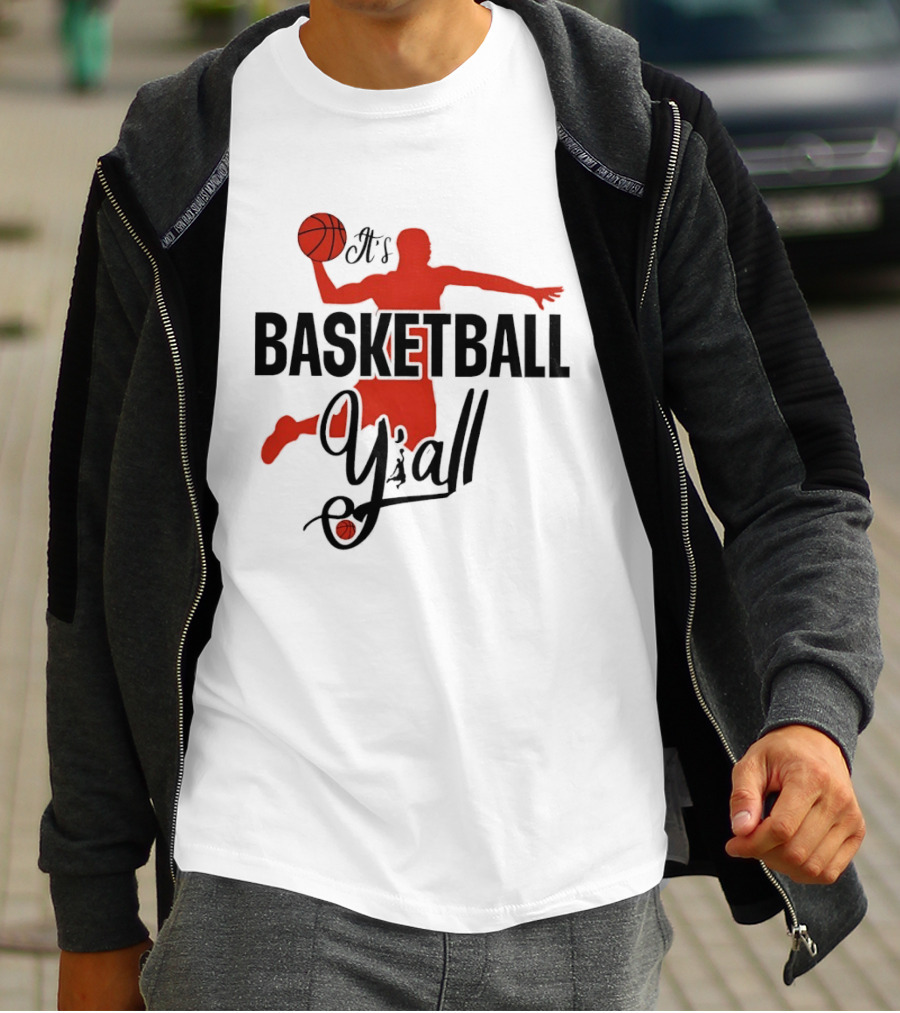 Basketball Y'all Dunking Silhouette And Ball In Red T-Shirt