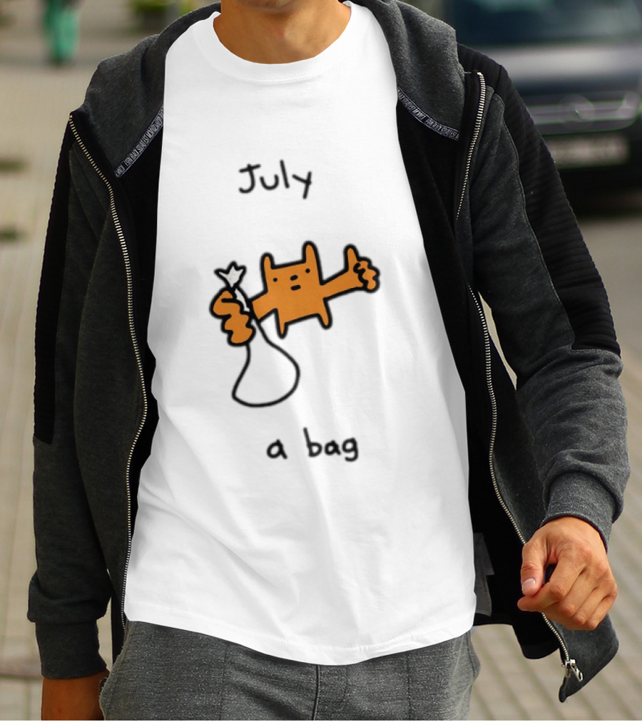 July A Bag Orange Character Doodle With White Knot Balloon T-Shirt