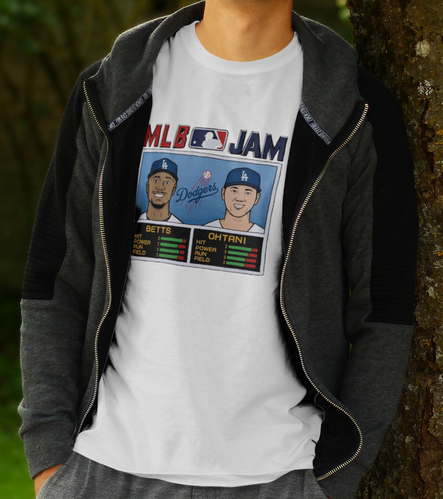 MLB Jam Mookie Betts Shohei Ohtani Dodgers Hit Power Run Field T-Shirt