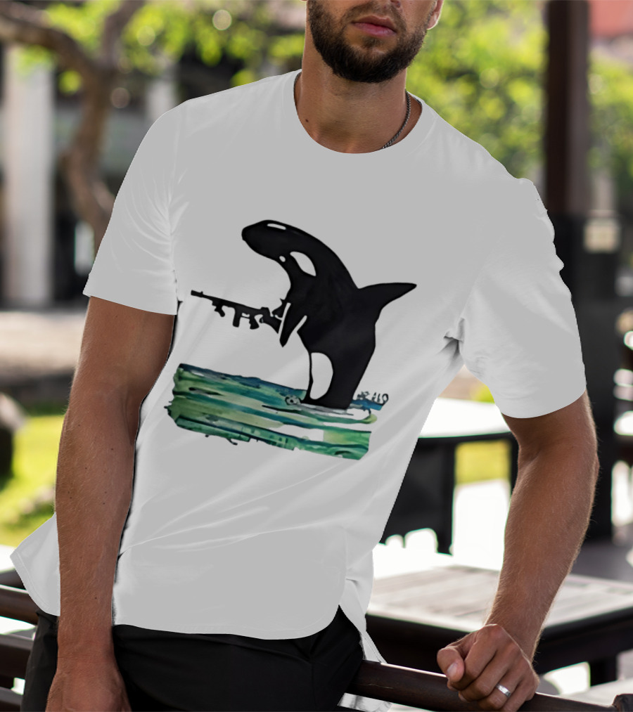 Orca Whale Holding A Machine Gun T-Shirt
