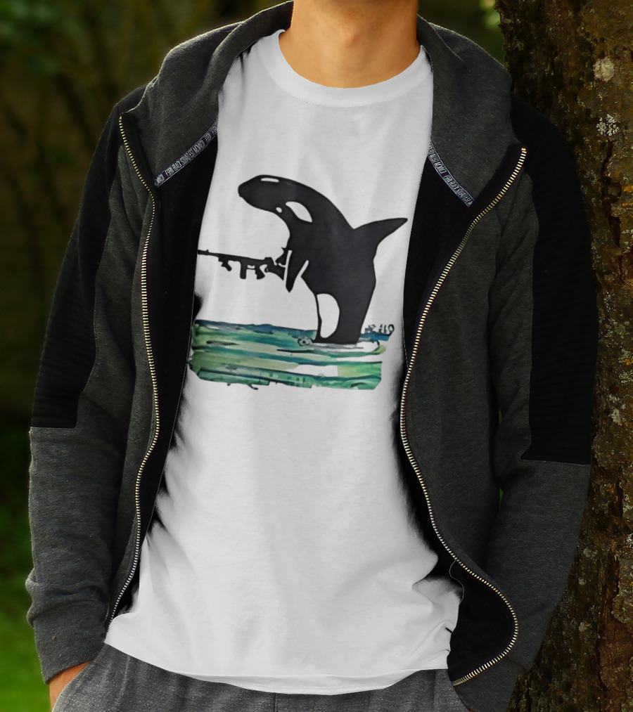 Orca Whale Holding A Machine Gun T-Shirt