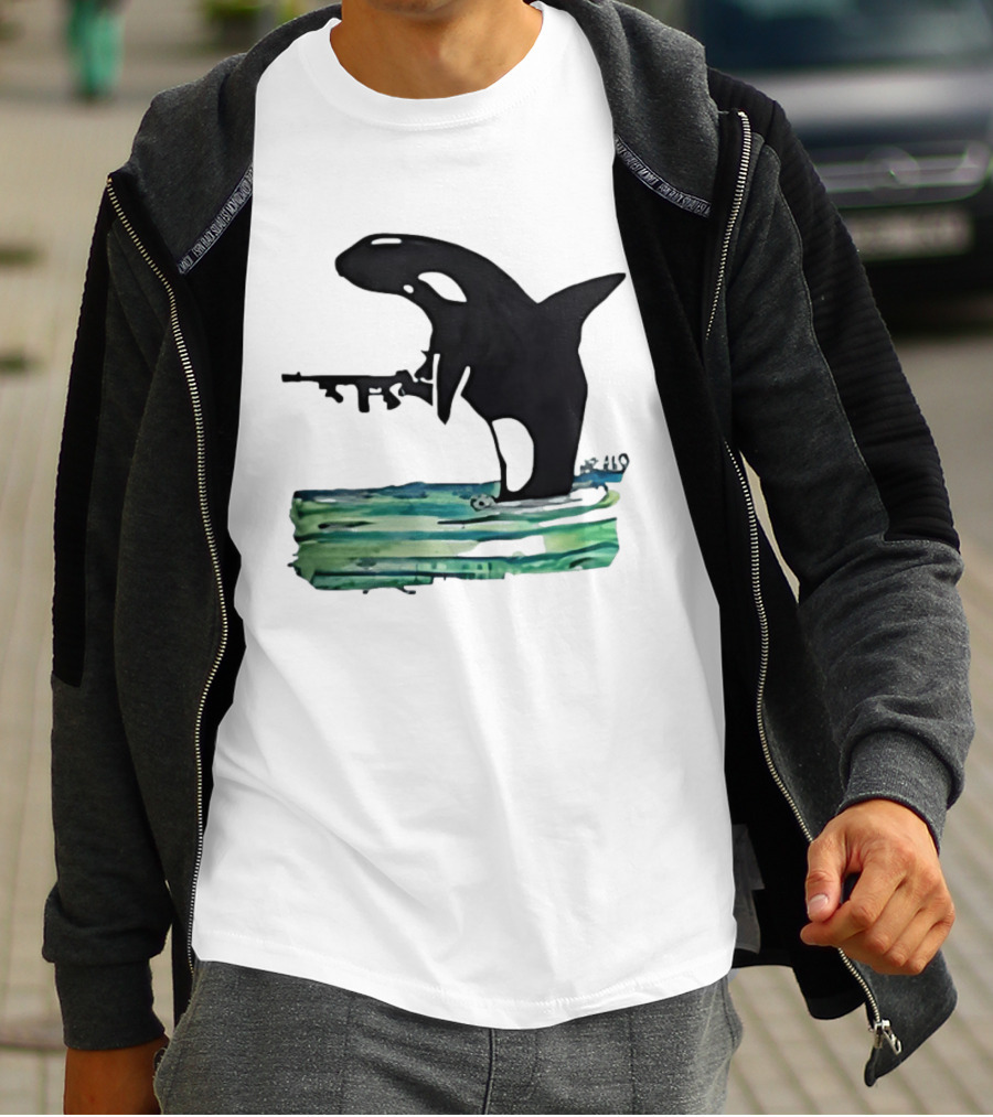 Orca Whale Holding A Machine Gun T-Shirt