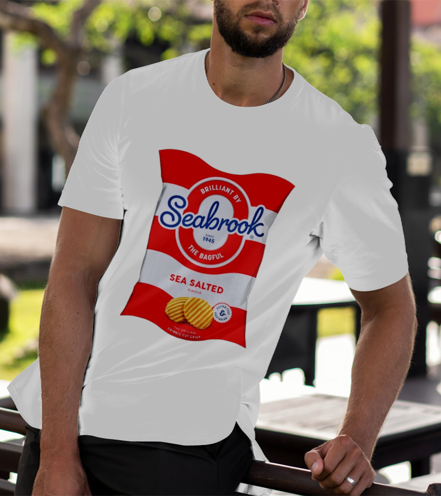 Seabrook Brilliant By The Bagful Sea Salted Flavour Since 1945 Crinkle Cut Crisps Gluten Free Vegetarian T-Shirt