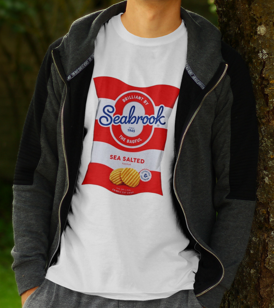 Seabrook Brilliant By The Bagful Sea Salted Flavour Since 1945 Crinkle Cut Crisps Gluten Free Vegetarian T-Shirt