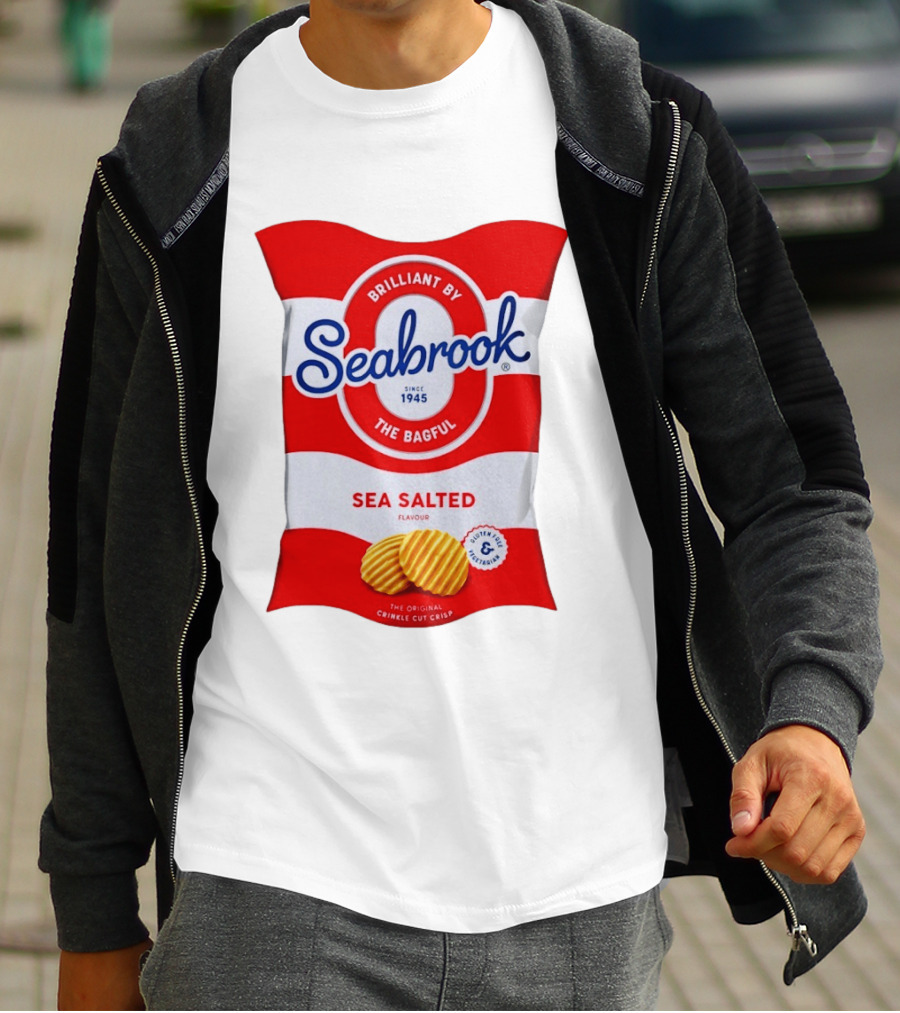 Seabrook Brilliant By The Bagful Sea Salted Flavour Since 1945 Crinkle Cut Crisps Gluten Free Vegetarian T-Shirt