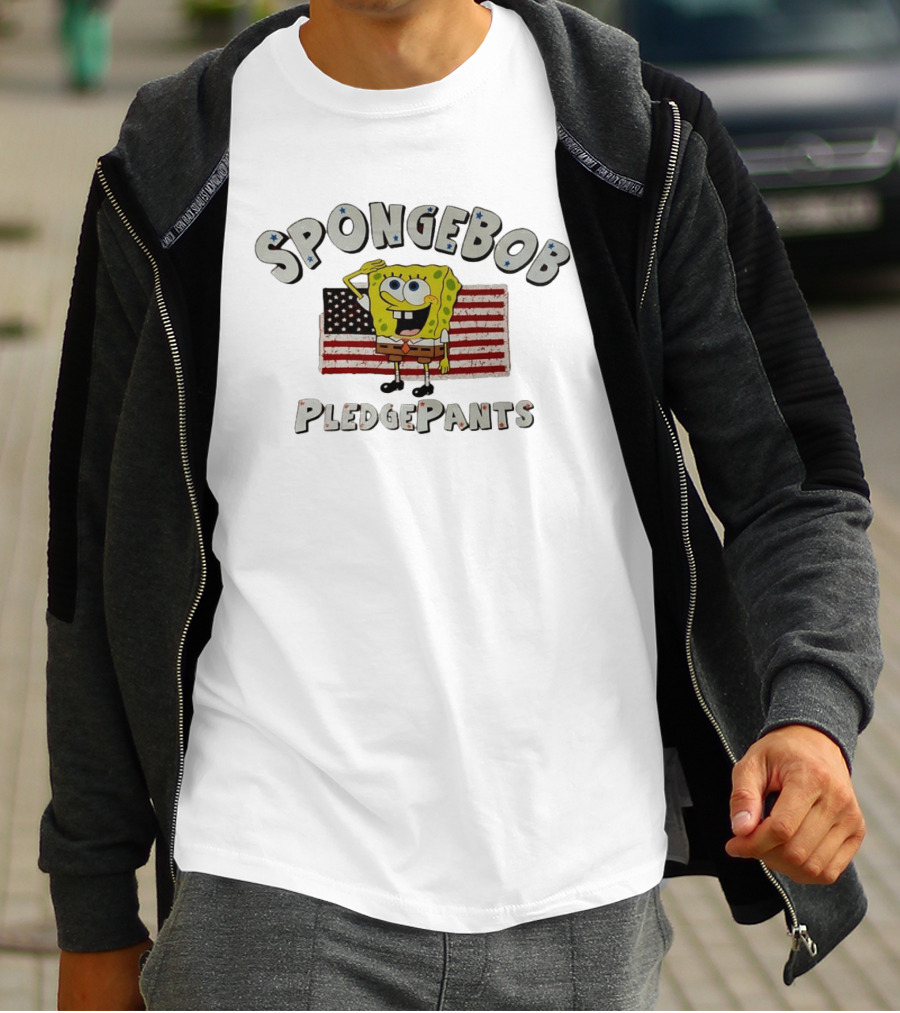 Spongebob Pledgepants American Flag Salute T-Shirt