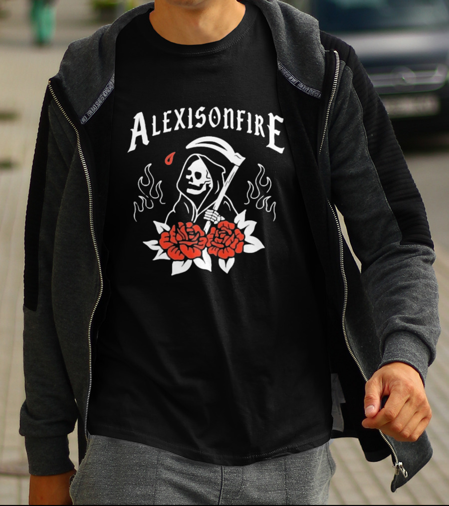 Alexisonfire Grim Reaper 2001 Skull Roses Flames T-Shirt