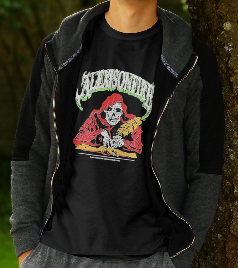 Alexisonfire Skelwrite Grim Reaper Scribe With Quill T-Shirt
