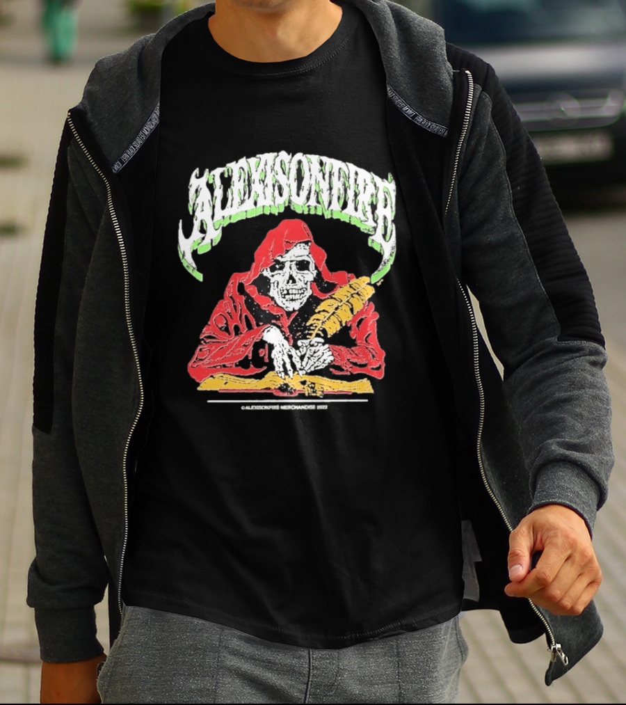 Alexisonfire Skelwrite Grim Reaper Scribe With Quill T-Shirt