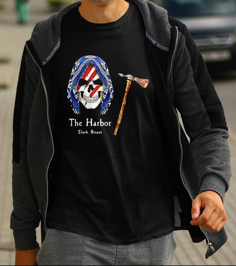 America Skull The Harbor Dark Roast Tomahawk T-Shirt