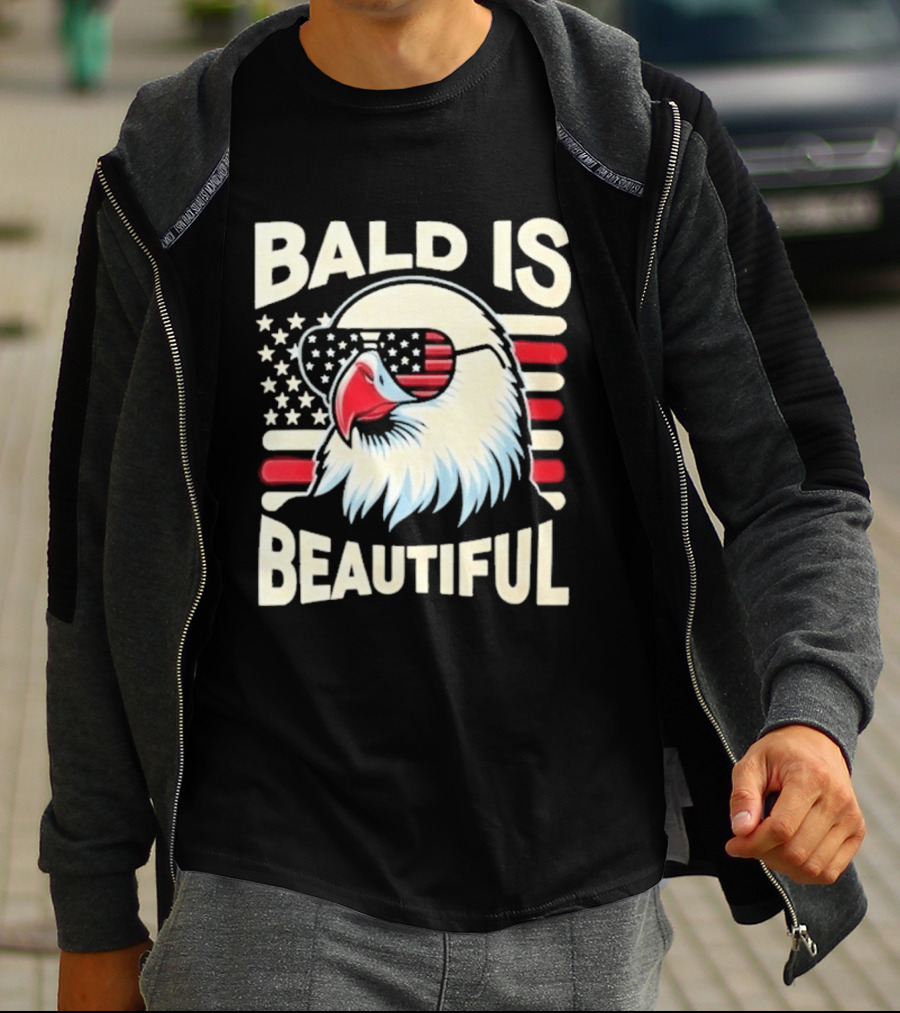 Bald Is Beautiful USA Patriotic Eagle Stars And Stripes T-Shirt