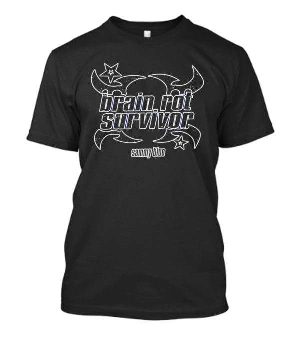 Brain Rot Survivor Sammy Blue Internet Culture Stars Skulls Tribal T-Shirt