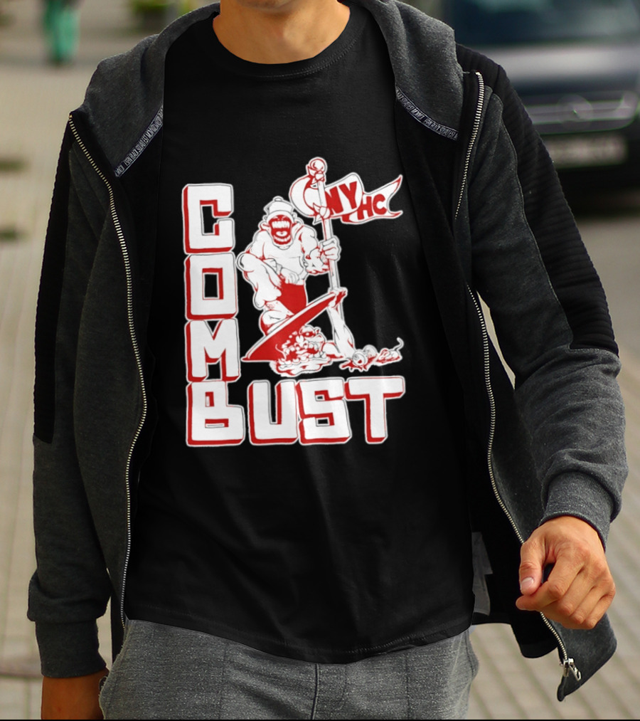 New York Hardcore Combat Bust NYHC Monster Flag T-Shirt