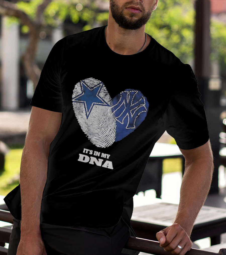 Dallas Cowboys New York Yankees It's In My DNA Fingerprint Heart T-Shirt