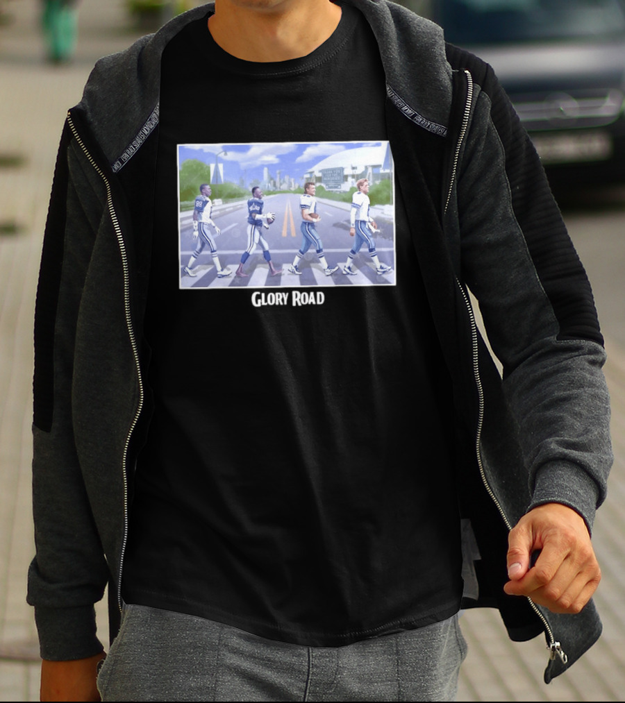 Dallas Cowboys Iconic Players Walking Glory Road Stadium T-Shirt