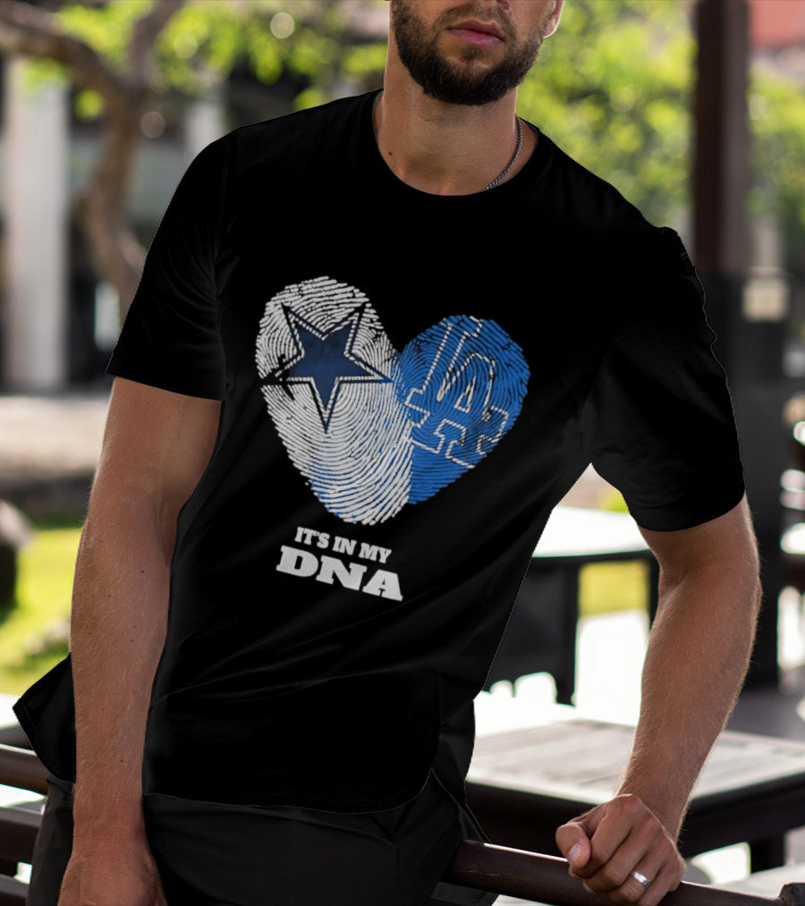 Dallas Cowboys Los Angeles Dodgers It's In My DNA Fingerprint Heart T-Shirt