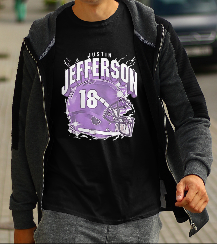 Justin Jefferson 18 Minnesota Vikings Helmet T-Shirt