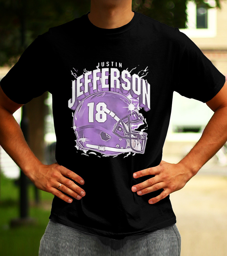 Justin Jefferson 18 Minnesota Vikings Helmet T-Shirt