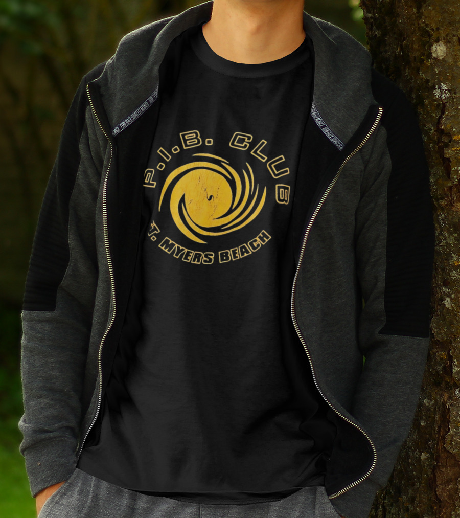 P.I.B. Club Ft Myers Beach Distressed Vintage Style Spiral T-Shirt