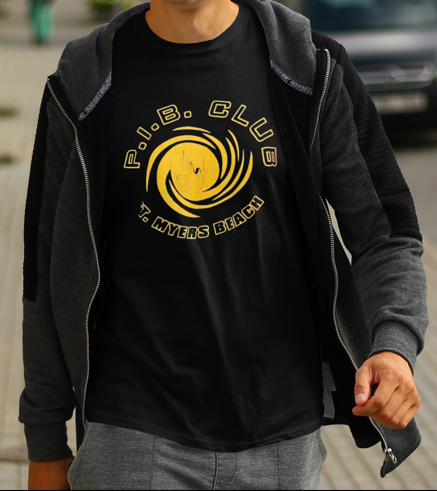P.I.B. Club Ft Myers Beach Distressed Vintage Style Spiral T-Shirt