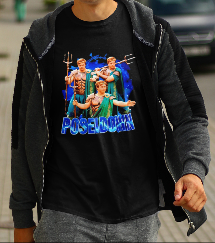 Poseidown Poseidon Down Syndrome Meme Greek God Trident T-Shirt