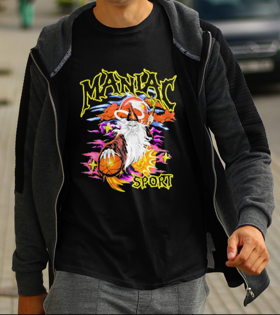 Maniac Sport Wizard Basketball Magic Santa Style Explosion T-Shirt