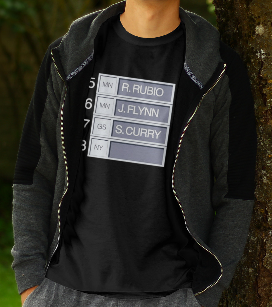 5 R. Rubio 6 J. Flynn 7 S. Curry 2009 NBA Draft Picks List T-Shirt
