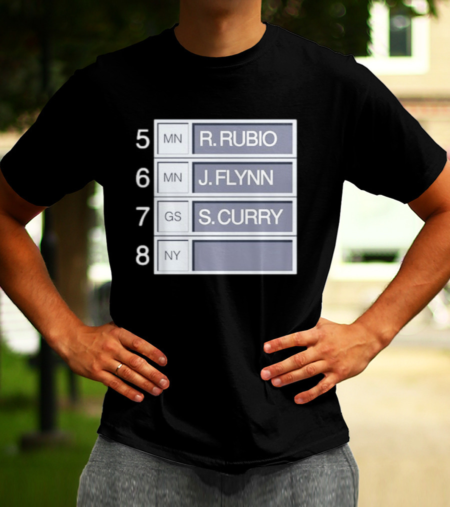 5 R. Rubio 6 J. Flynn 7 S. Curry 2009 NBA Draft Picks List T-Shirt
