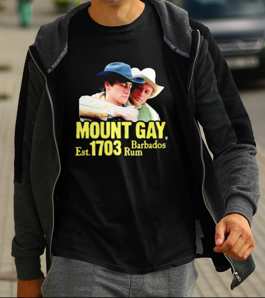 Mount Gay Est 1703 Barbados Rum Brokeback Mountain Cowboys T-Shirt