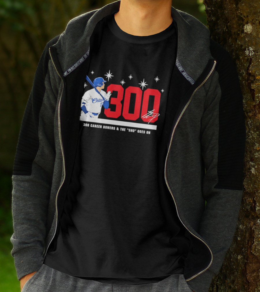 Shohei Ohtani 300 Homers The Sho Goes On Baseball T-Shirt