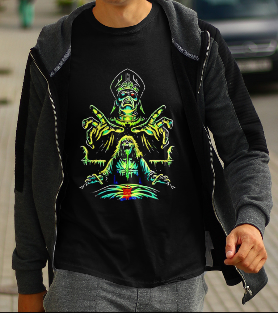 Papa Emeritus Exorcist Horror Green Neon Heavy Metal Ghost T-Shirt