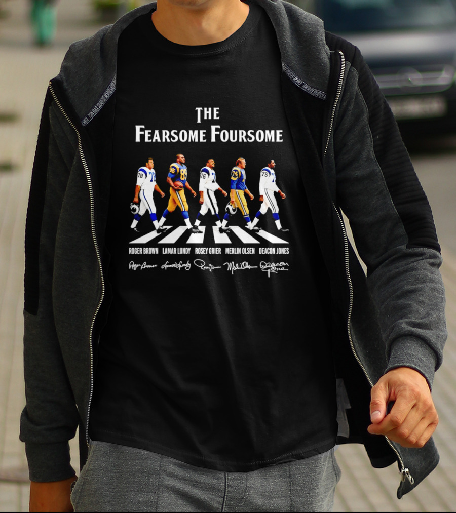 The Fearsome Foursome NFL Legends Roger Brown Lamar Lundy Rosey Grier Merlin Olsen Deacon Jones Abbey Road T-Shirt