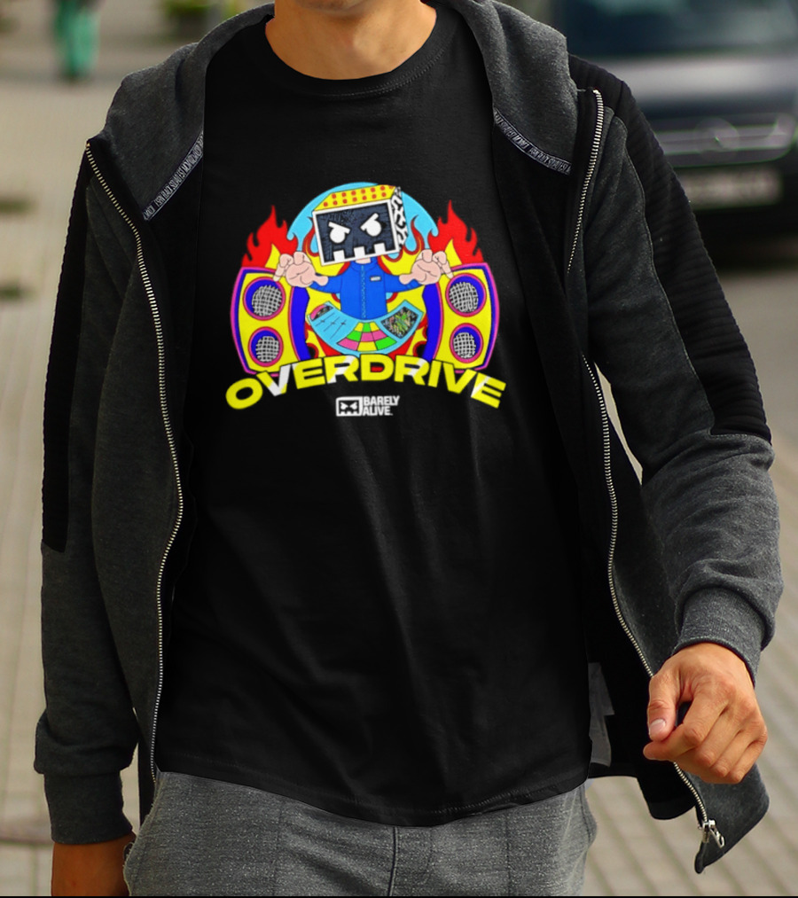 Barely Alive Overdrive EDM Dubstep DJ Skully Speaker Flames T-Shirt