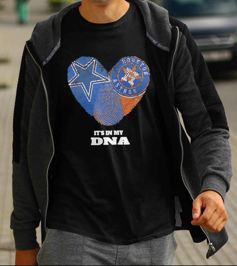 Dallas Cowboys Houston Astros Heart It's In My DNA T-Shirt