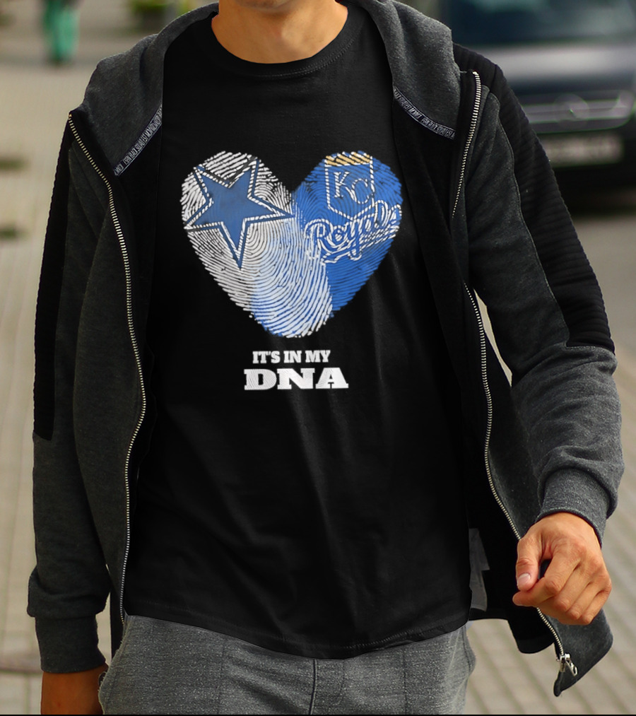 Dallas Cowboys Kansas City Royals Heart It's In My DNA T-Shirt