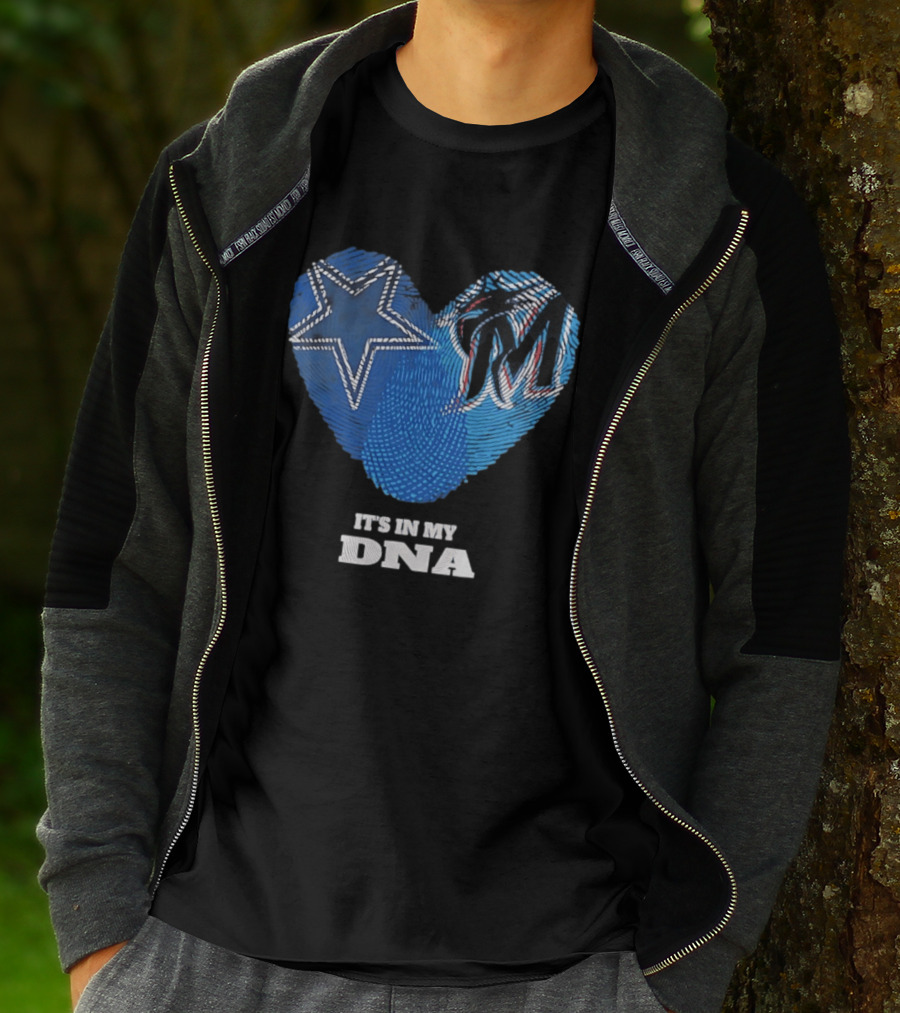 Dallas Cowboys Star And Miami Marlins Heart It's In My DNA T-Shirt