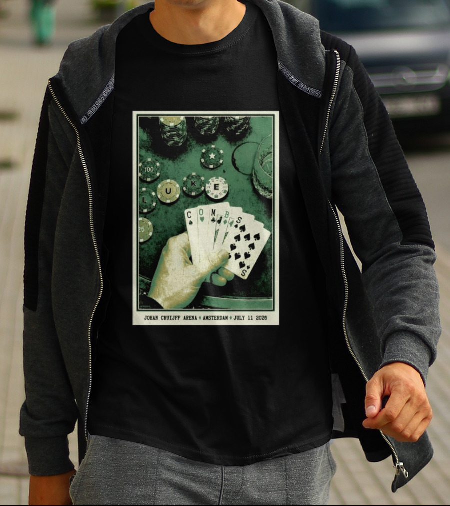 Luke Combs Poker Themed Johan Cruijff Arena Amsterdam July 11 2026 Tour T-Shirt