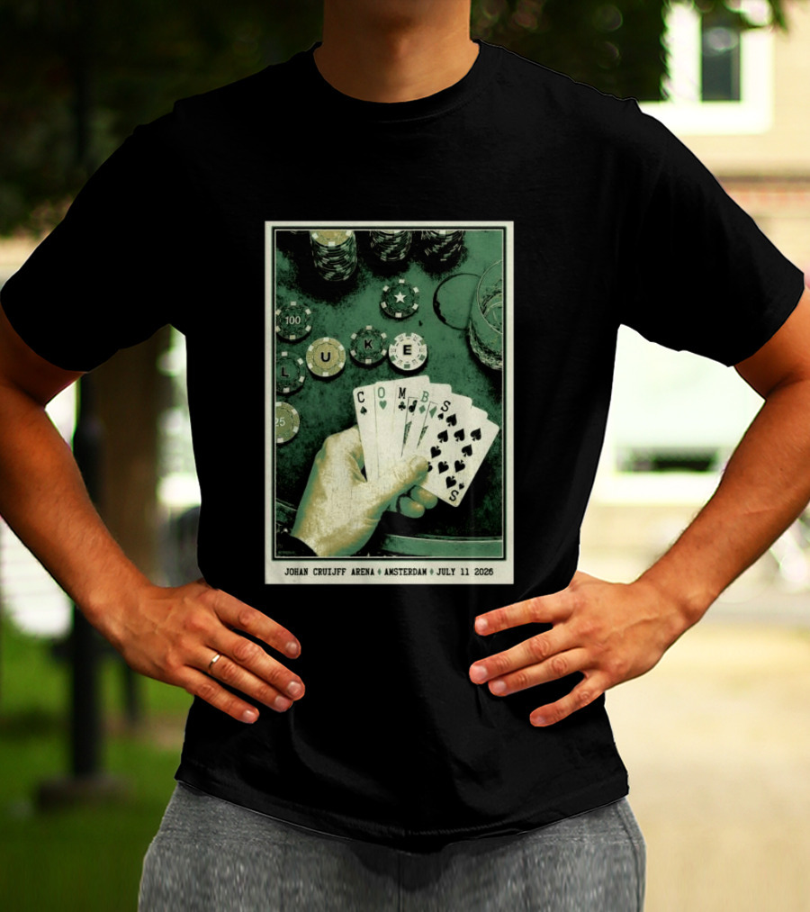 Luke Combs Poker Themed Johan Cruijff Arena Amsterdam July 11 2026 Tour T-Shirt