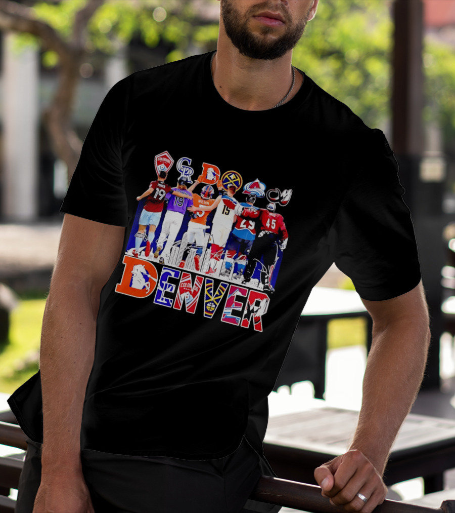 Denver Colorado Sports Collage With Price Wilson Skyline And Team Logos T-Shirt