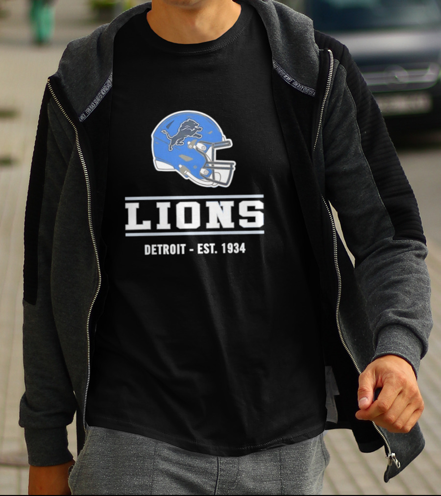 Detroit Lions Helmet Logo Est 1934 Football T-Shirt