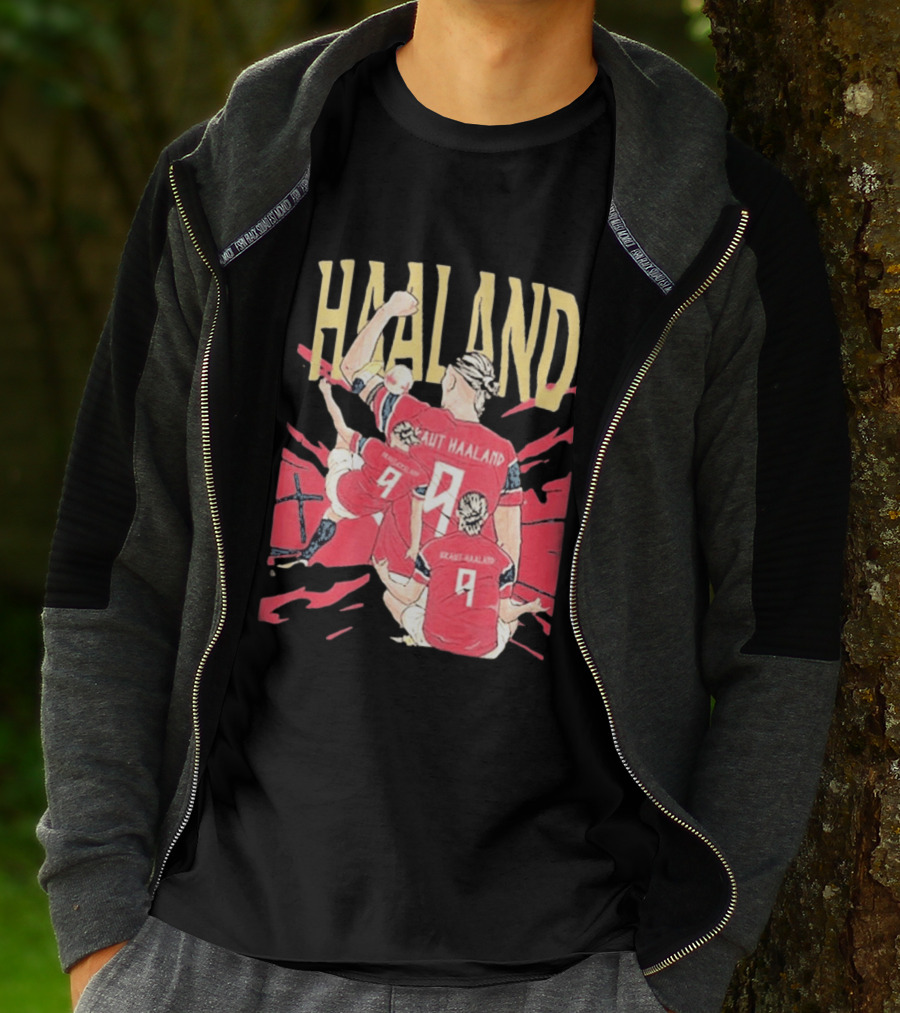 Haaland Cartoon Celebrating Norway Football Number 9 T-Shirt