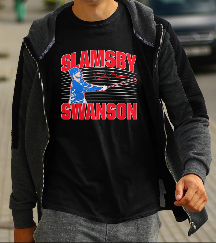 Dansby Swanson Chicago Cubs Slamsby Baseball Slugger 2 3 Swing T-Shirt