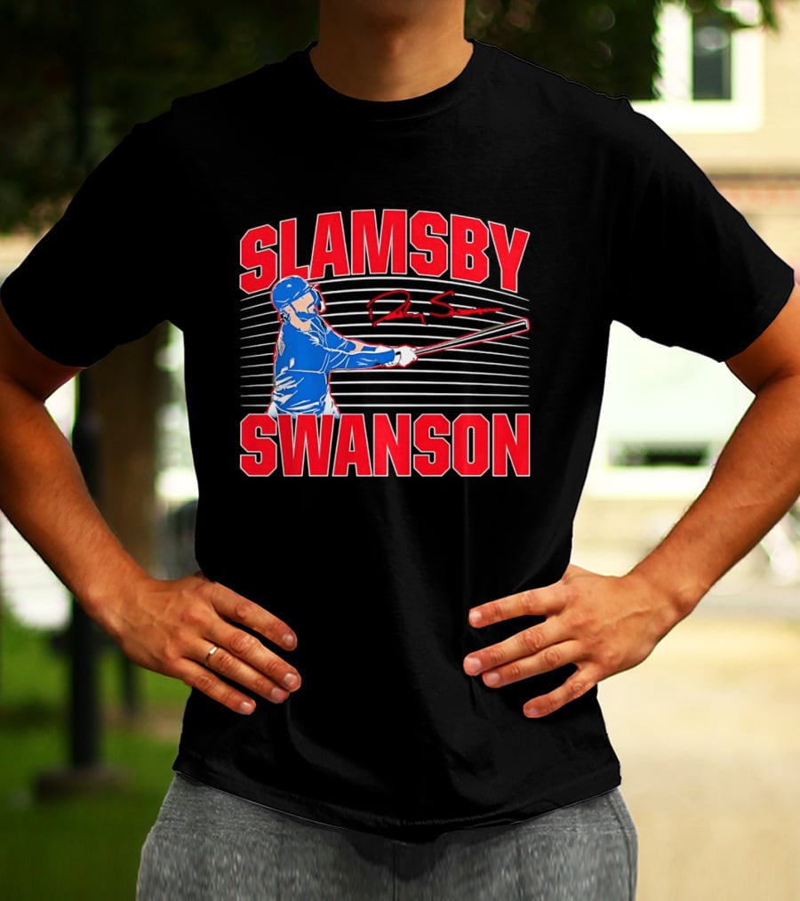 Dansby Swanson Chicago Cubs Slamsby Baseball Slugger 2 3 Swing T-Shirt