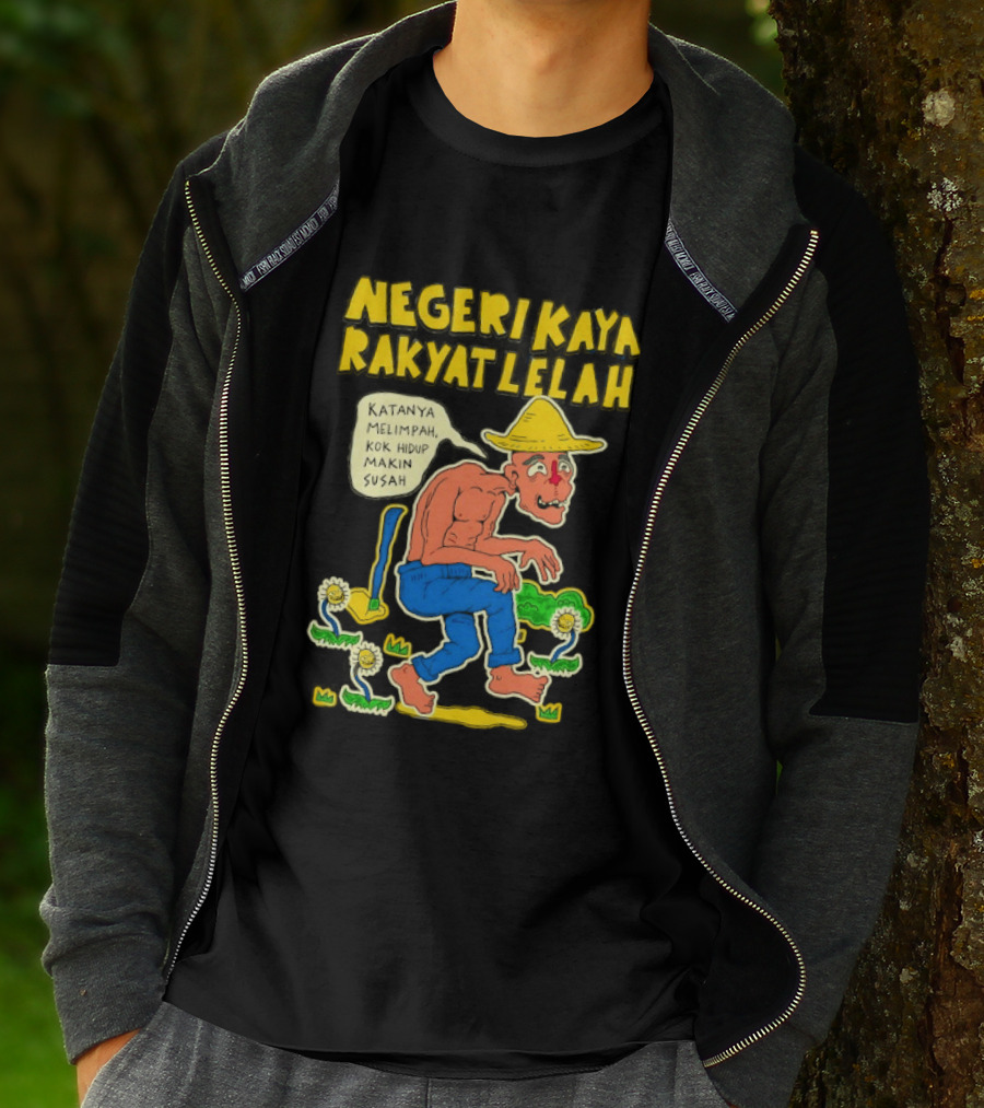 Negeri Kaya Rakyat Lelah Katanya Melimpah Kok Hidup Makin Susah Petani Gambar Lucu Kartun T-Shirt