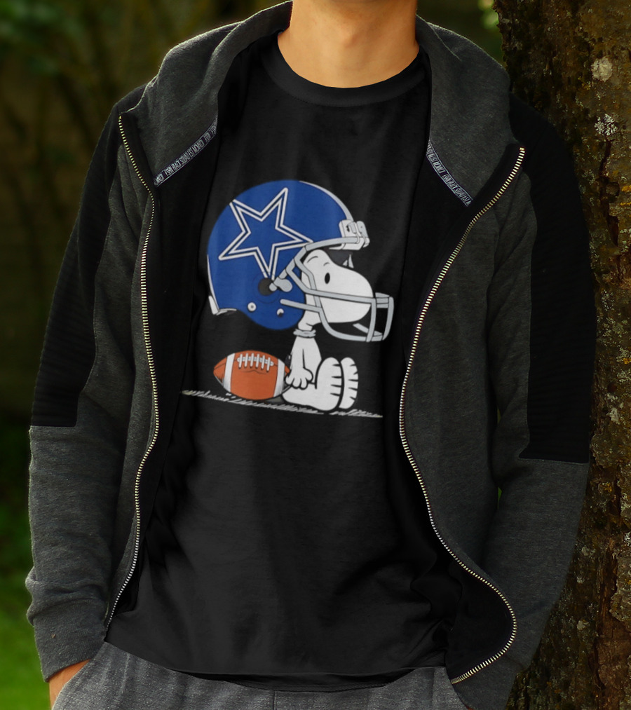 Snoopy Dallas Cowboys Football Helmet Collaboration Peanuts NFL Fan T-Shirt