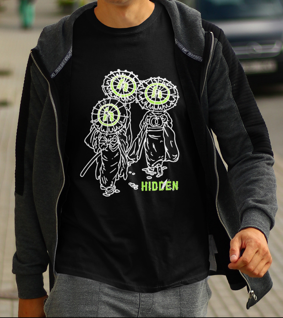 Hidden Dandelion Head Figures Walking Illuminated Halo T-Shirt