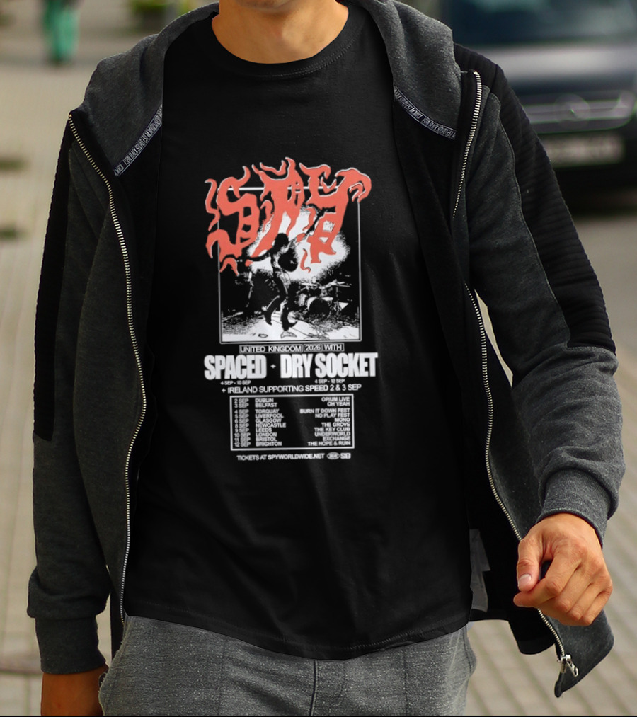 Spaced Dry Socket United Kingdom Ireland Supporting Spring 2026 Tour Dates T-Shirt