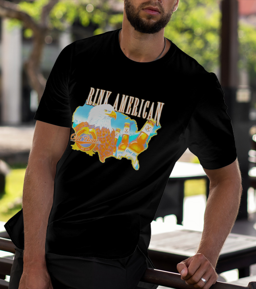 Old Row Drink American Bald Eagle Beer USA Map Rink American T-Shirt