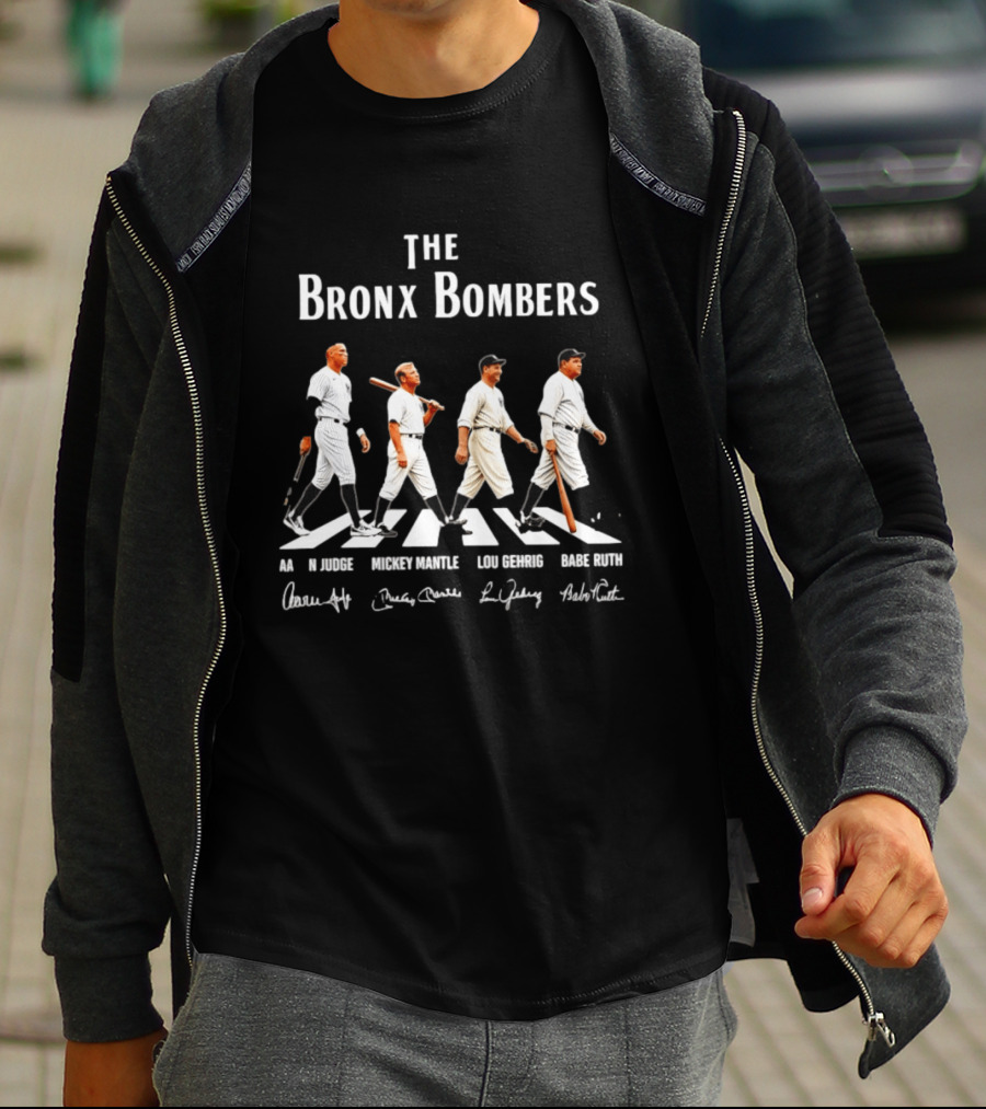 The Bronx Bombers Aaron Judge Mickey Mantle Lou Gehrig Babe Ruth Abbey Road Signatures T-Shirt